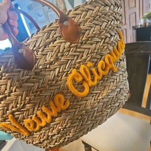 Veuve Clicquot Tan and Yellow Woven Tote Bag, Beach Towel, Sunglasses